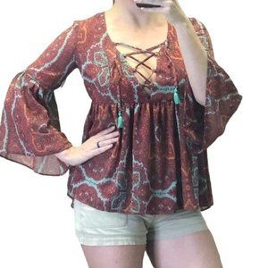 Show me your Mumu boho Poet Tie Top pink, blue L